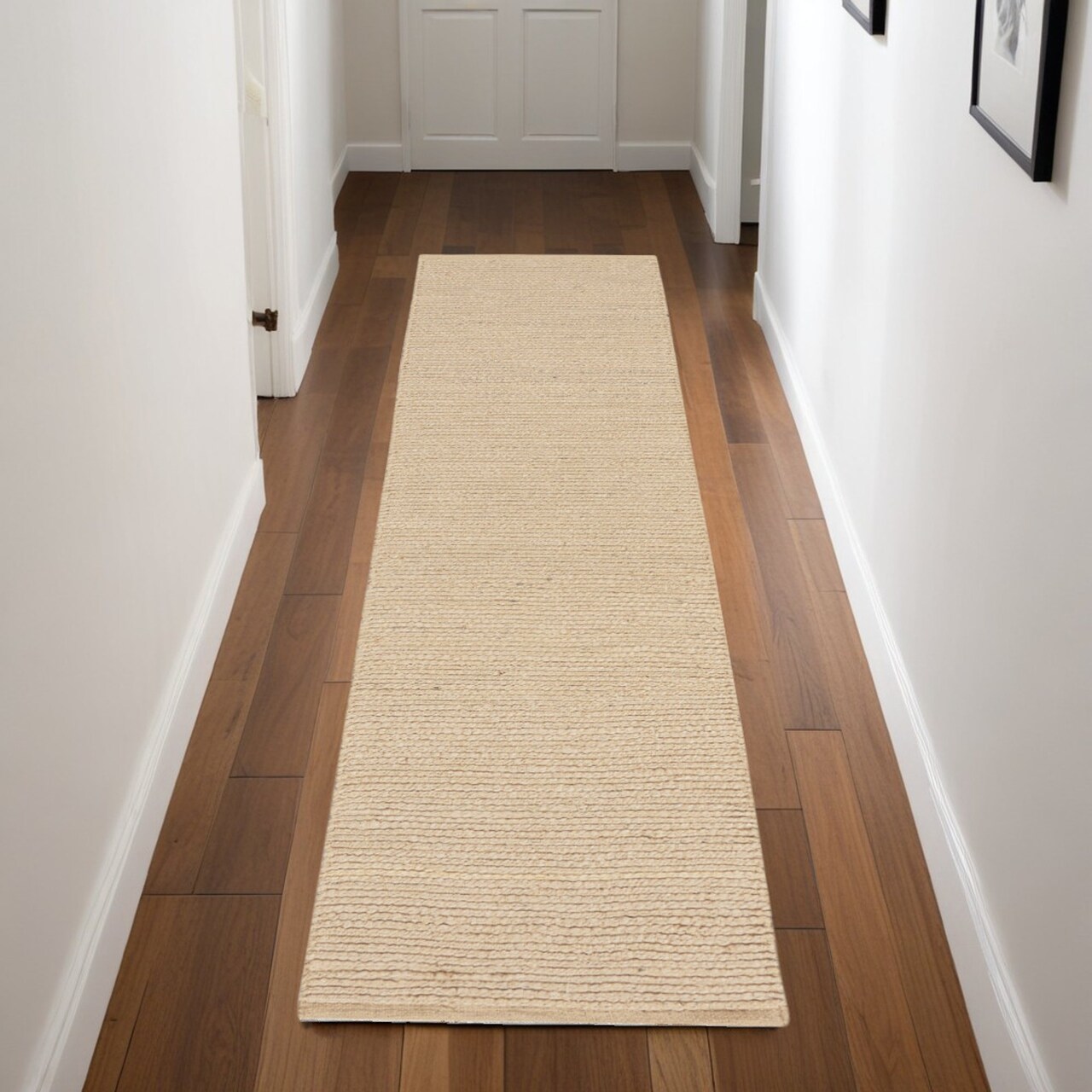 Edge Collections - 8' - Brown - Handmade Jute Runner Rug for Cozy Home Accents - 1 Piece